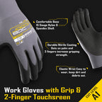 COOLJOB 6 Pairs Nitrile Rubber Dipped Safety Work Gloves with Grip Dots, Touchscreen