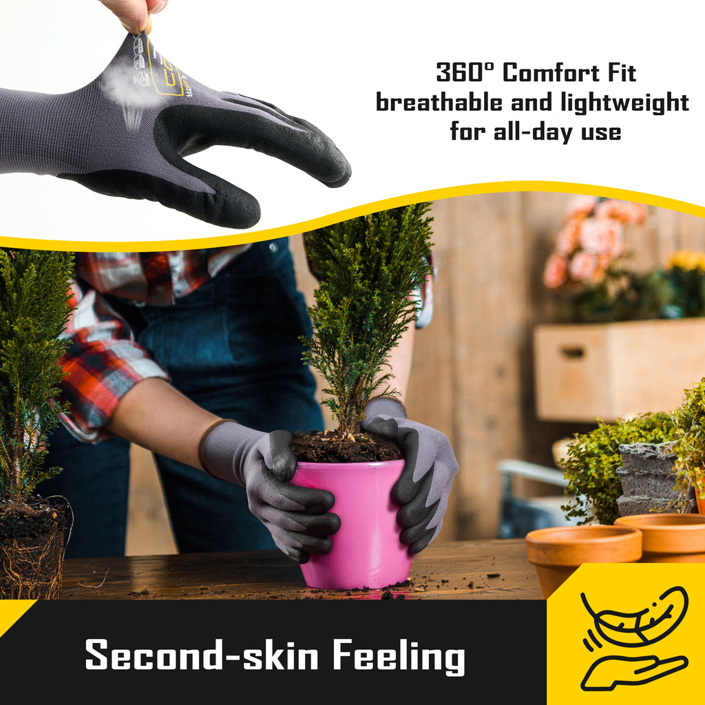 COOLJOB 3/12 Pairs Safety Work Gloves Microfoam Nitrile Rubber Coated, Touchscreen