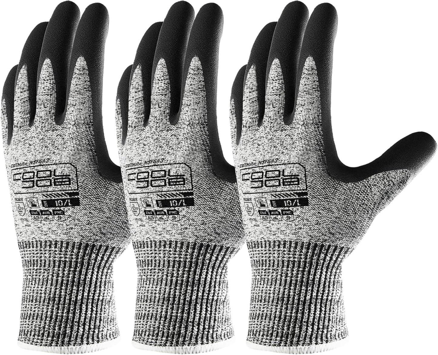COOLJOB A3 Cut Resistant Fishing Gloves, Touchscreen Safety Work Gloves
