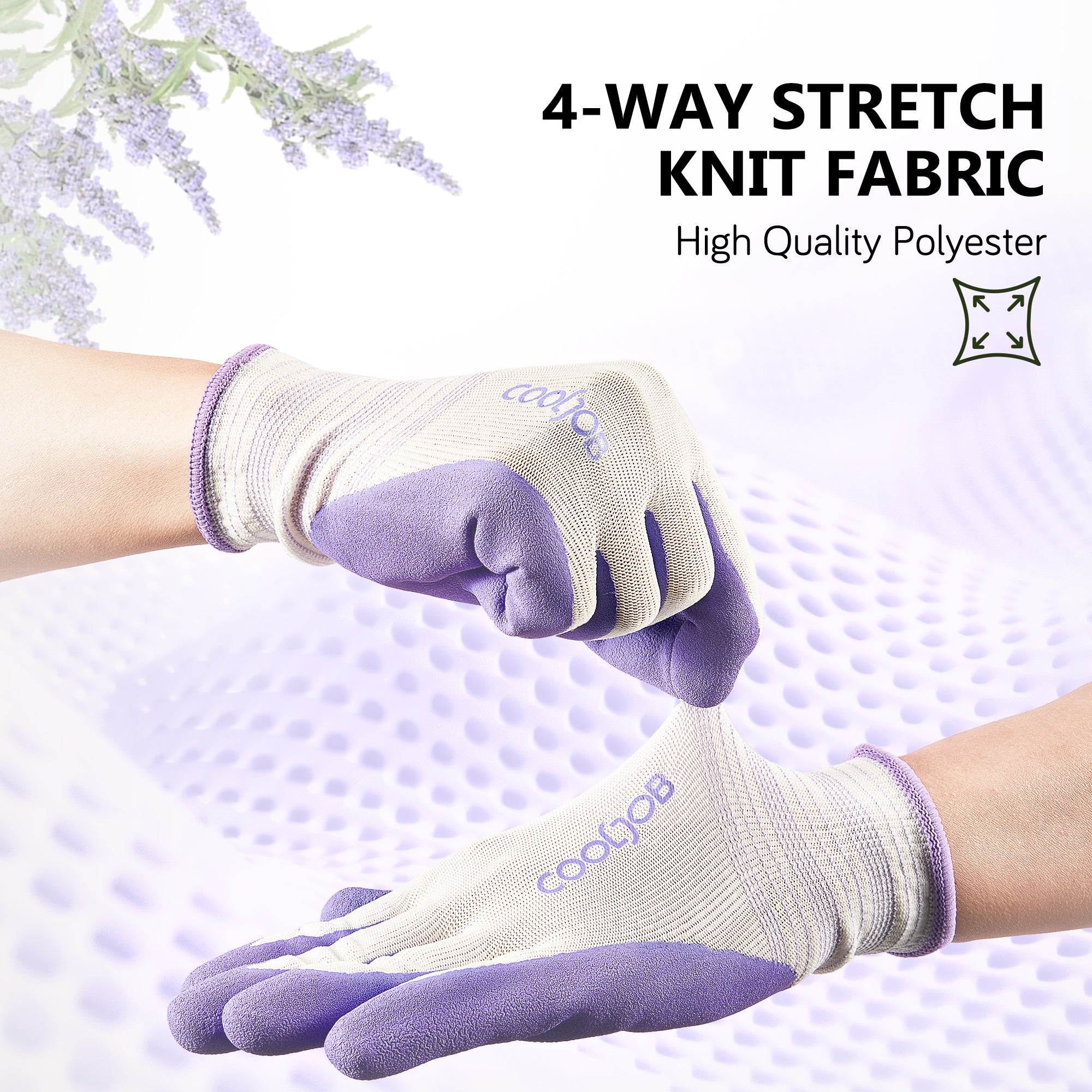 COOLJOB 2/6/10 Pairs Gardening Gloves for Women Ladies, Breathable Rubber Coated for Yard Garden, Lavender Purple & Green Apple