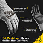 COOLJOB 12/120 Pairs A4 Cut Resistant Safety Work Gloves with Grip