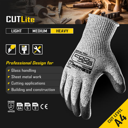 COOLJOB 12/120 Pairs A4 Cut Resistant Safety Work Gloves with Grip