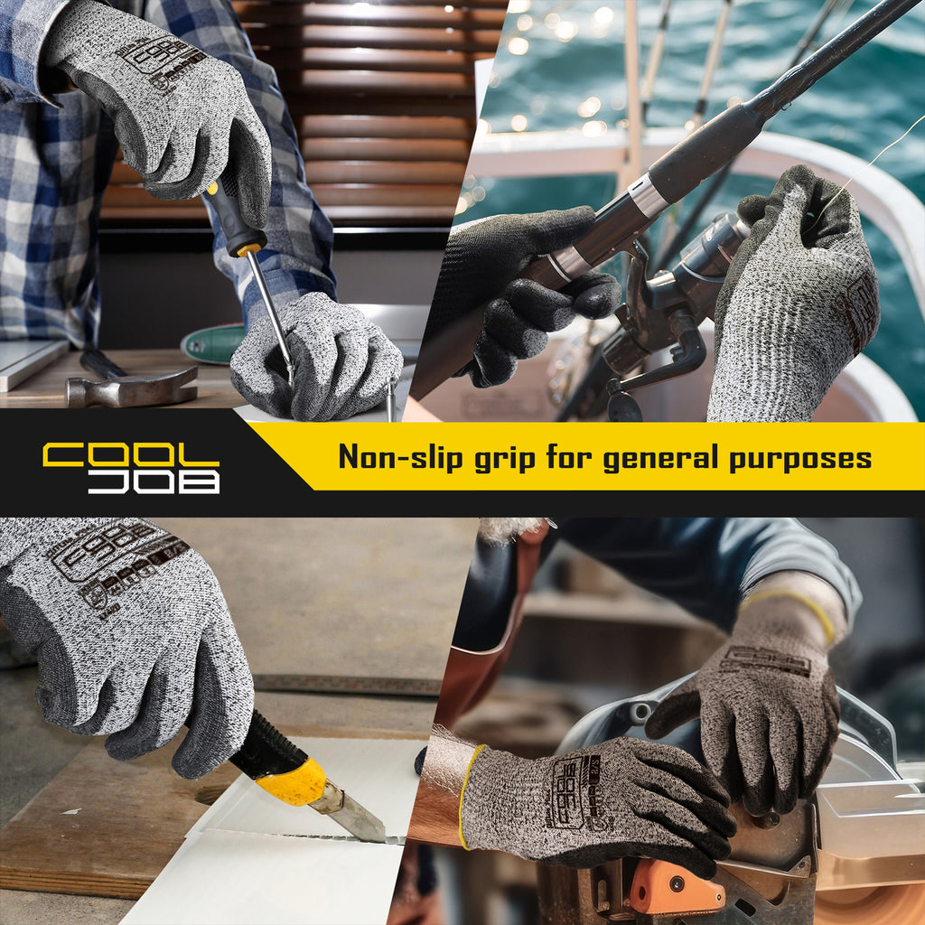 COOLJOB 12/120 Pairs A4 Cut Resistant Safety Work Gloves with Grip
