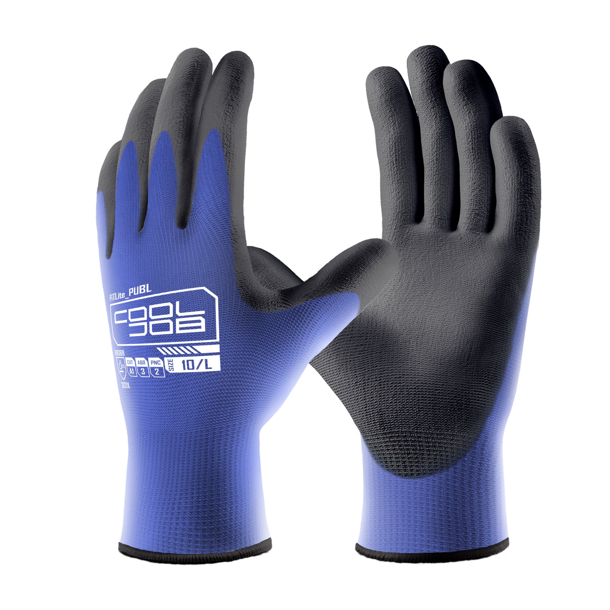 COOLJOB 12/60/120 Pairs Safety Work Gloves Pack Bulk with Grip PU Coating（Blue）