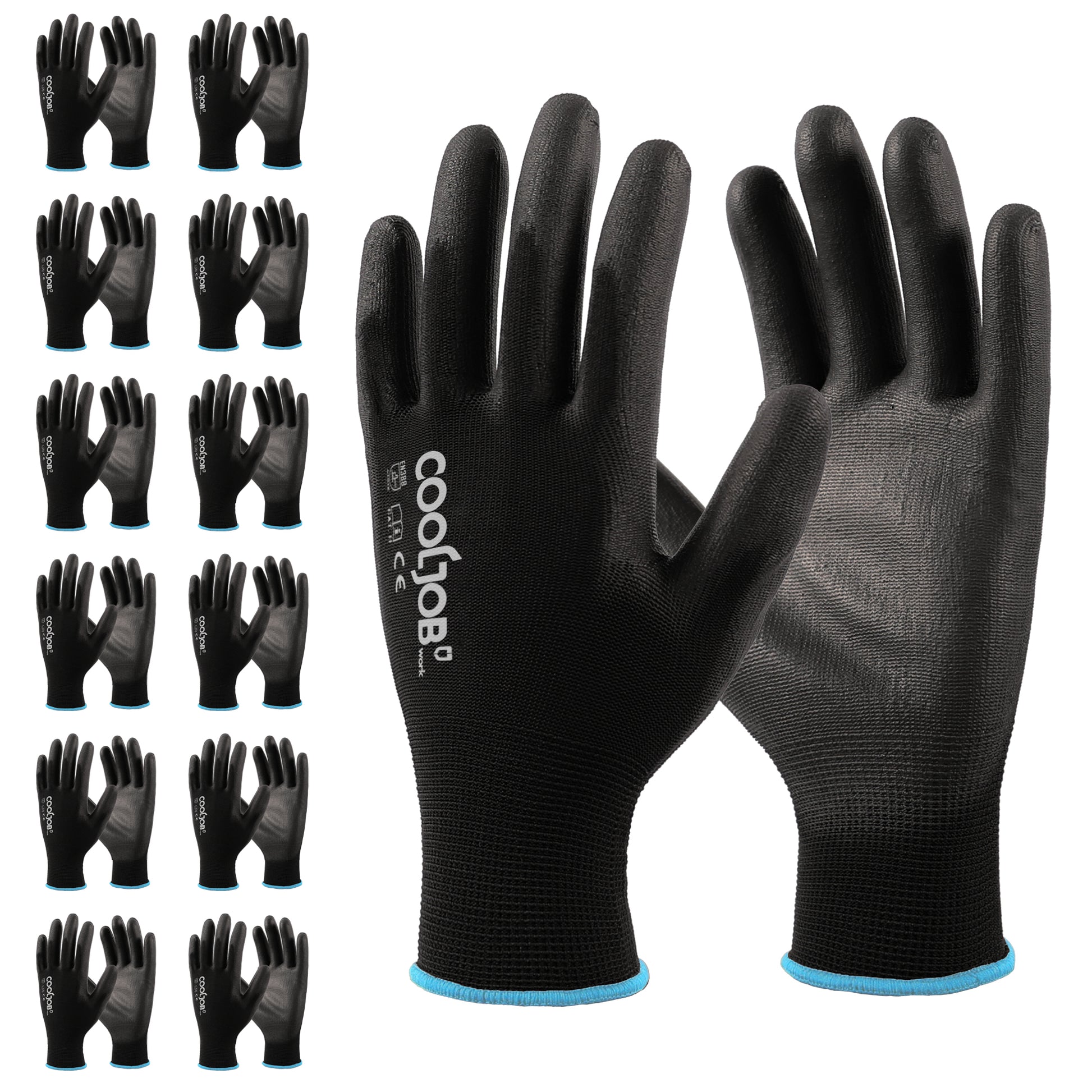 120 Pairs COOLJOB Ultra Lite PU Work Gloves Small/ Black