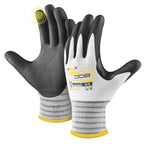 COOLJOB 10 Pairs Bulk Safety Work Gloves for Men, Touchscreen MicroFoam Nitrile Coated Garden Gloves with Grip for Lawn Care, Oil Resistant for Warehouse Yard, 100% Recycled Polyester