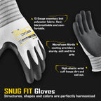 COOLJOB 10 Pairs Bulk Safety Work Gloves for Men, Touchscreen MicroFoam Nitrile Coated Garden Gloves with Grip for Lawn Care, Oil Resistant for Warehouse Yard, 100% Recycled Polyester