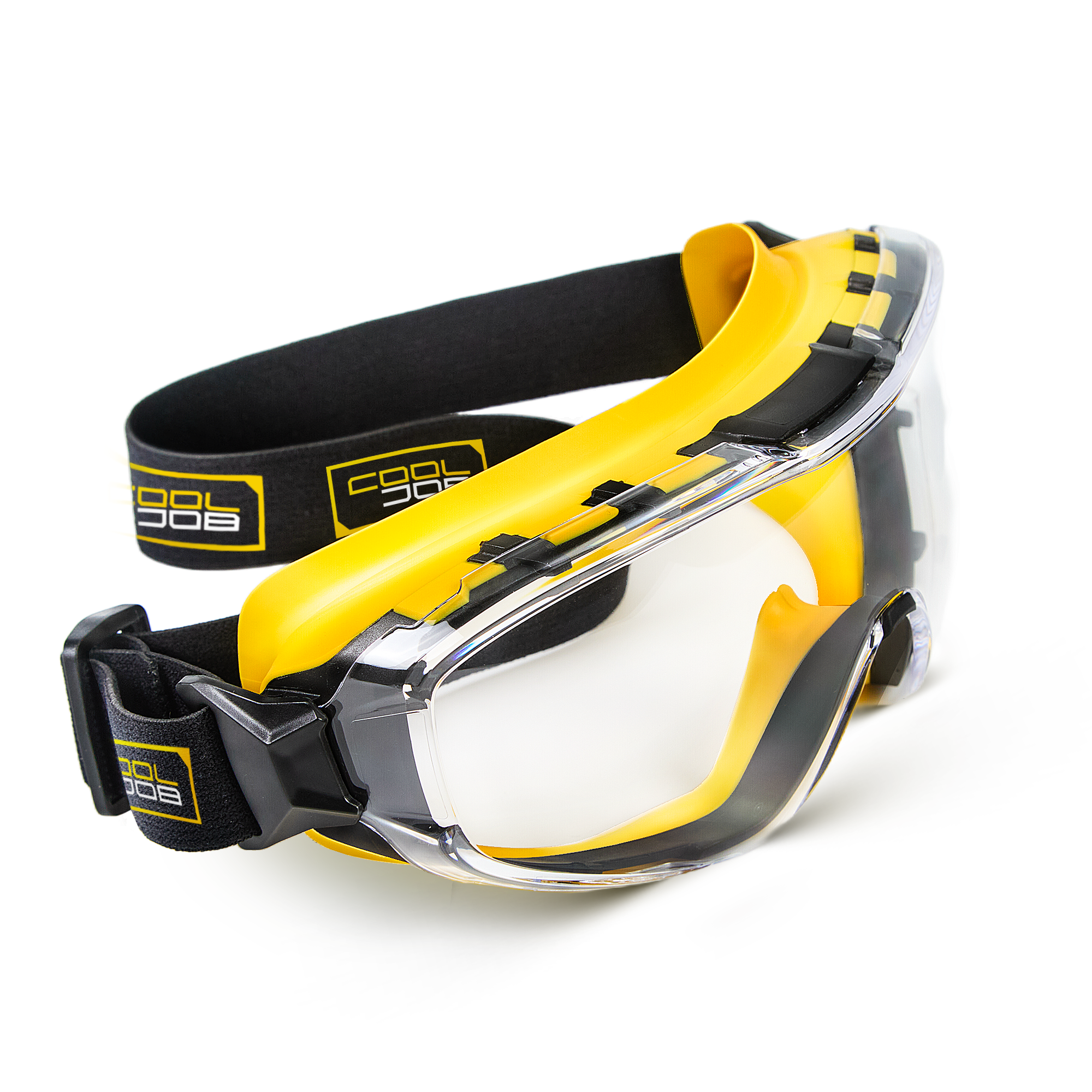 COOLJOB Safety Goggles Over Glasses with Anti-Fog Clear Lens, ANSI Z87.1 Impact Resistance and UV Proof, Adjustable Headband