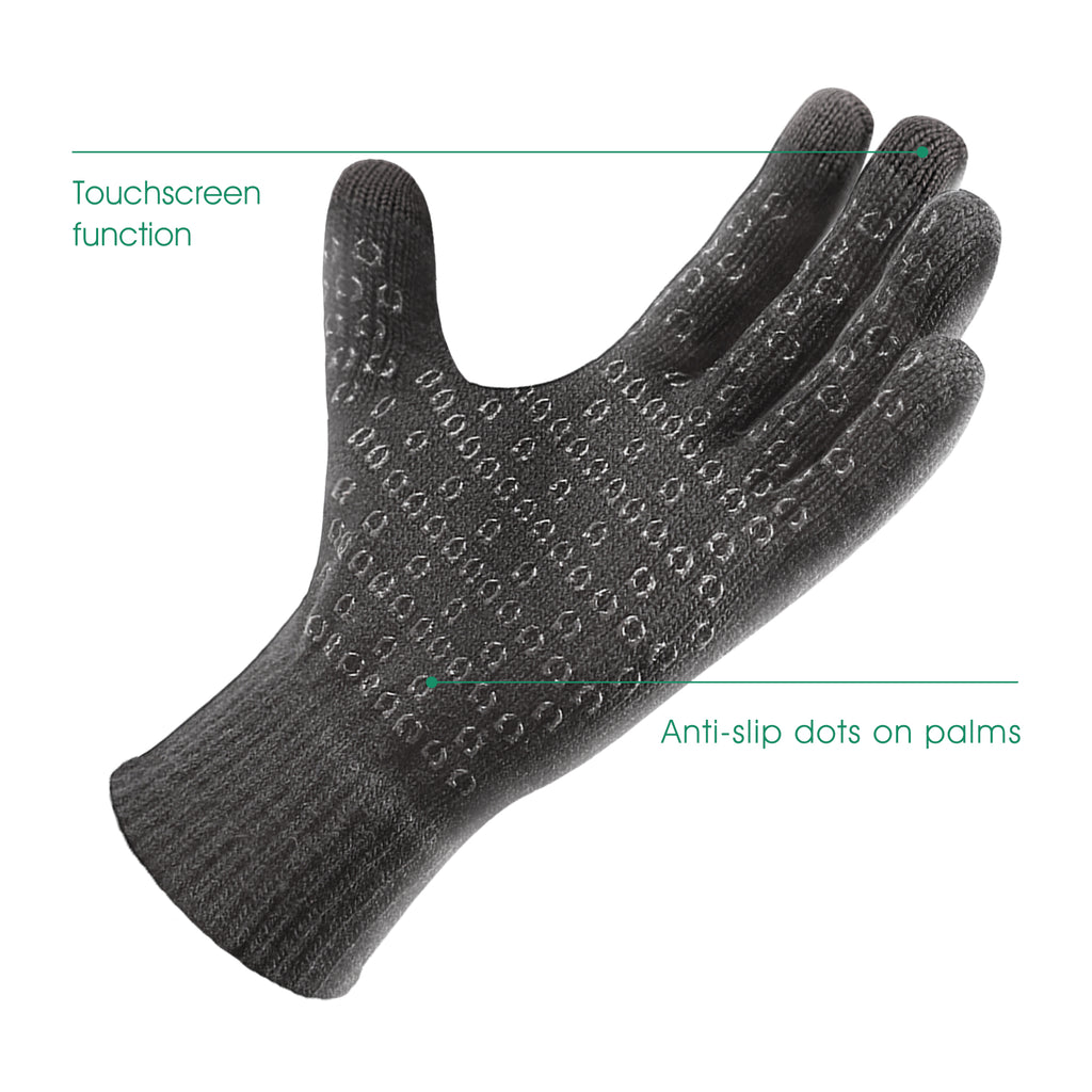 COOLJOB Warm Fleece Knit Winter Gloves, Touch Screen Fingers, Non-slip Silicone Grip and Elastic Cuff