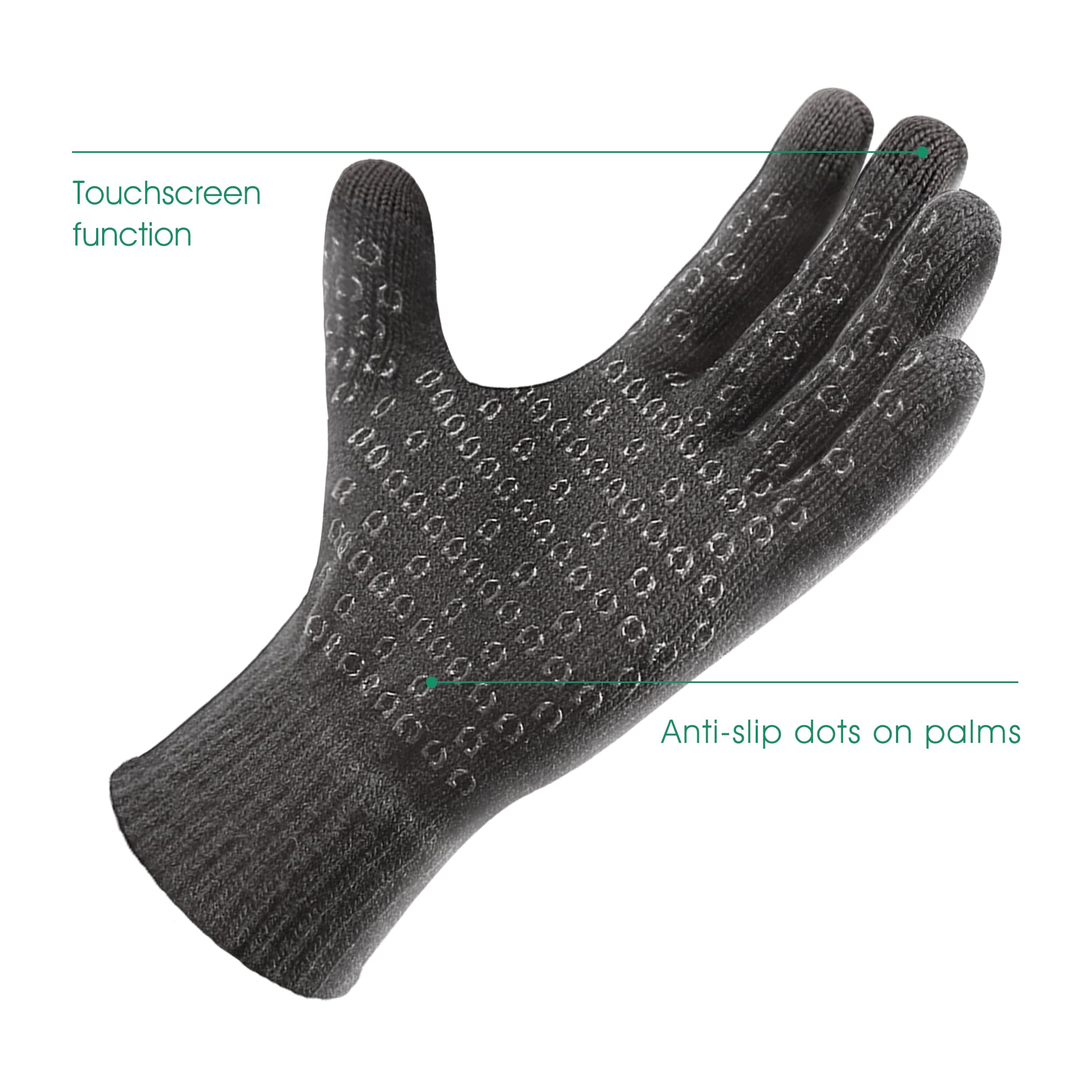 COOLJOB Warm Fleece Knit Winter Gloves, Touch Screen Fingers, Non-slip Silicone Grip and Elastic Cuff
