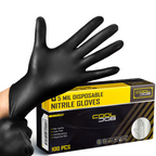 COOLJOB 5 Mil Black Disposable Nitrile Gloves, Heavy-Duty for Household Cleaning, Cooking, Working, Powder Free