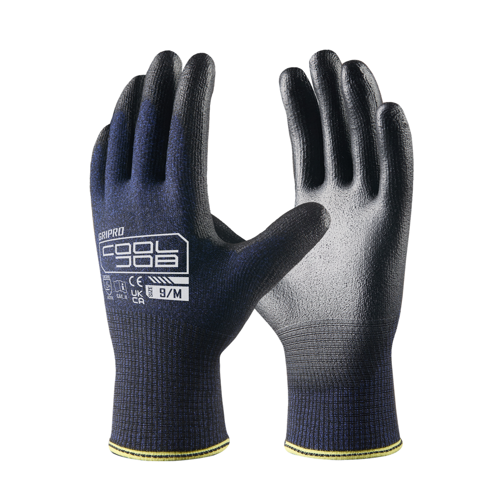 COOLJOB 12 Pairs Safety Work Gloves, Seamless Knit Nylon with Full Fingers Touchscreen, Non-slip Grip Rubber Dipped