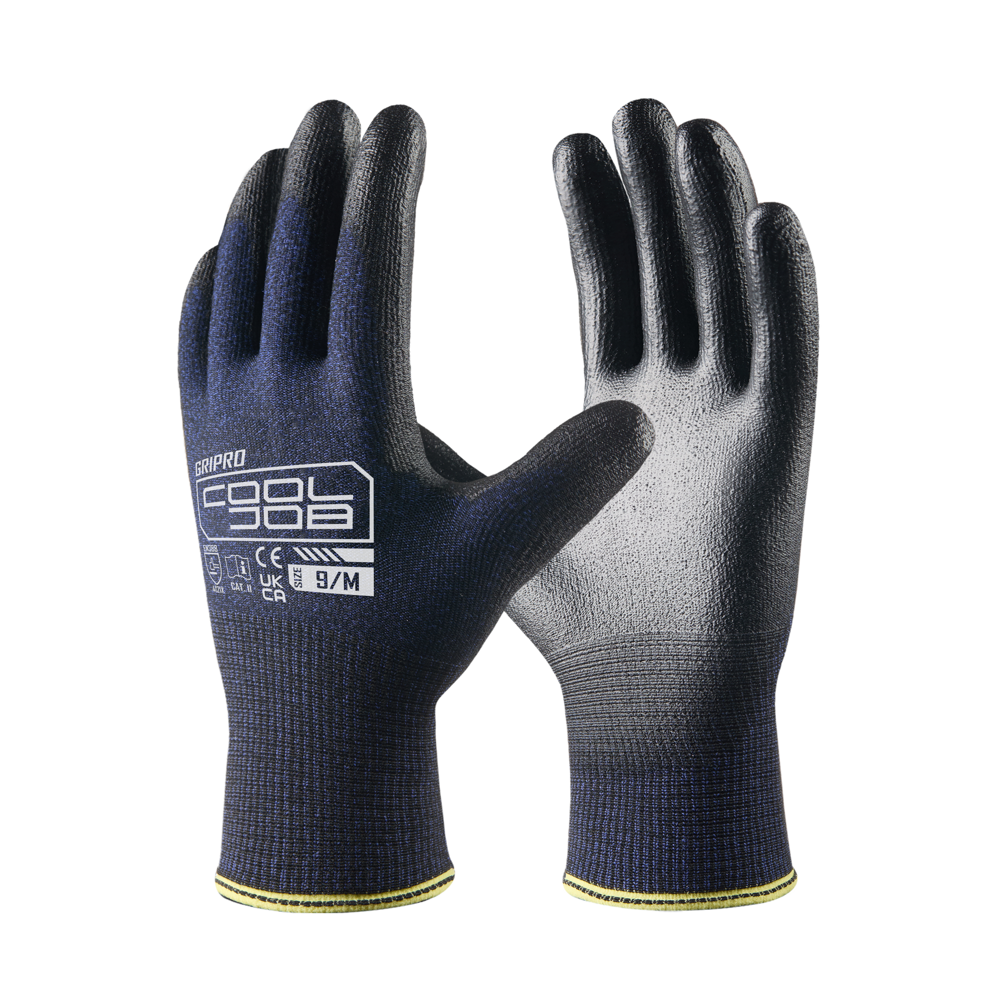 COOLJOB 12 Pairs Safety Work Gloves, Seamless Knit Nylon with Full Fingers Touchscreen, Non-slip Grip Rubber Dipped