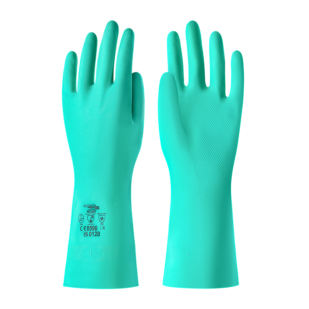 COOLJOB 18 Mil Chemical Resistant Nitrile Gloves, Resist Household Acid, Alkali, Solvent and Oil, Latex Rubber Free