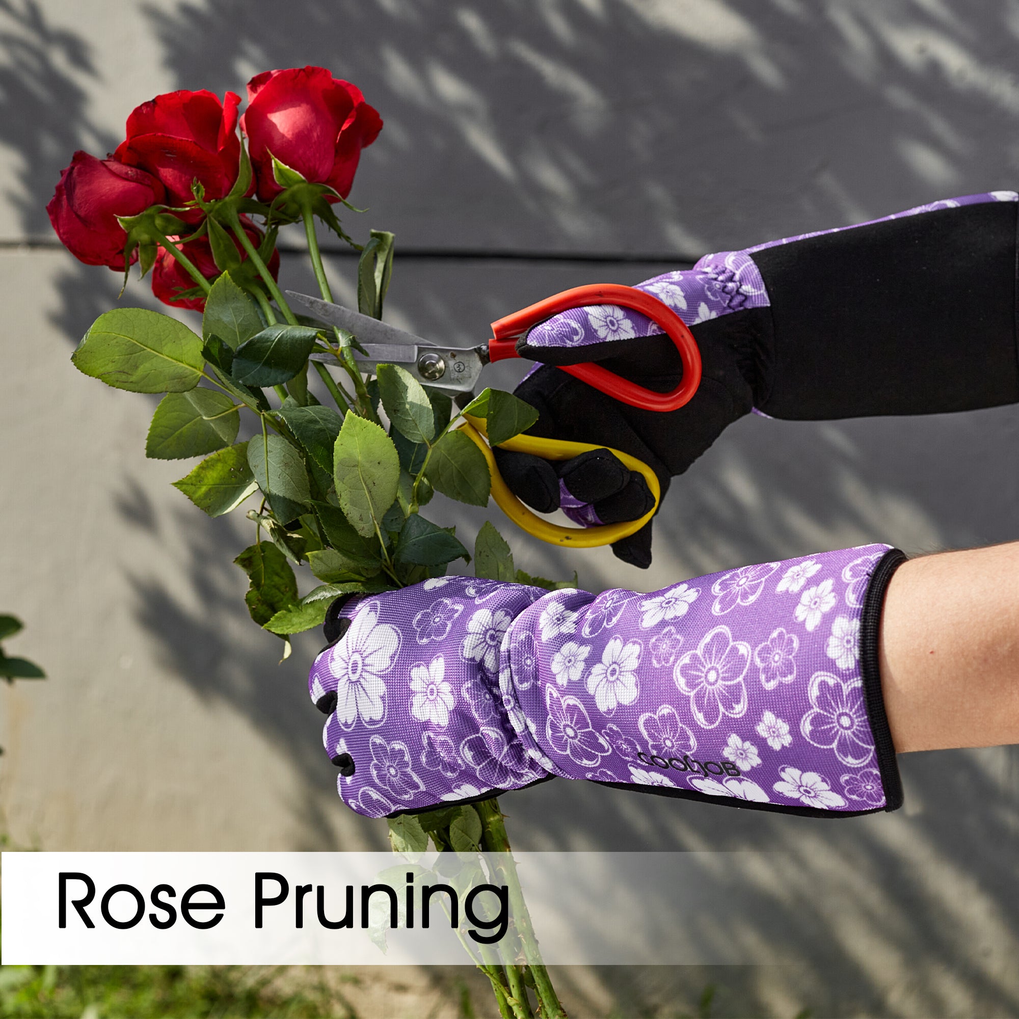 COOLJOB Thorn Proof Rose Pruning Garden Gloves, Longer Sleeve, Puncture Resistant (Purple)