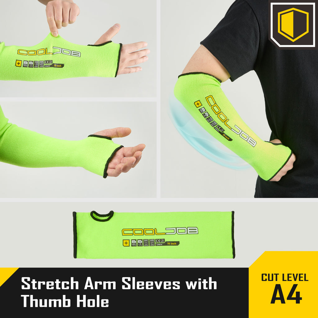 COOLJOB 3 Pairs 14/18in A4 Cut Resistant Sleeves with Thumb Hole, UV Sun Protection Arm Sleeves