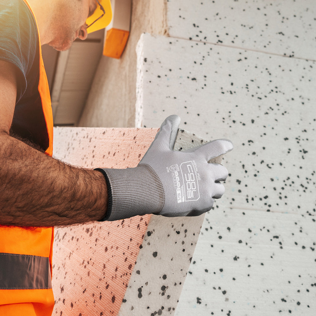 COOLJOB 12/60/120 Pairs Safety Work Gloves Pack Bulk with Grip PU Coating（Grey）