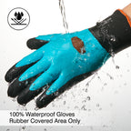 COOLJOB Waterproof Winter Freezer Gloves, Double Coated Rubber Safety Work Gloves (Blue)
