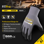 COOLJOB 3/12 Pairs Safety Work Gloves Microfoam Nitrile Rubber Coated, Touchscreen