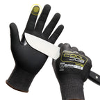 Nitrile coated palm grip on COOLJOB A5 cut resistant touchscreen gloves