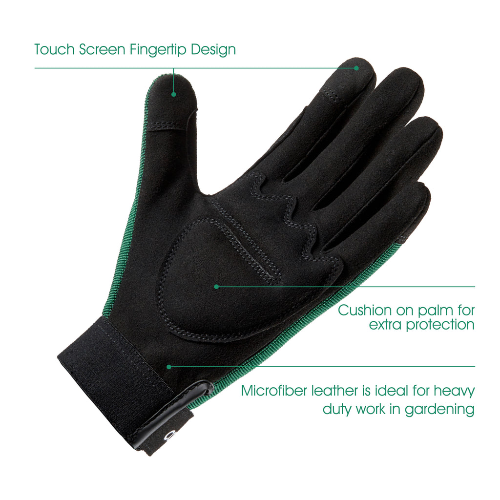 COOLJOB Thorn Proof Garden Gloves with Touchscreen Fingers (Green)