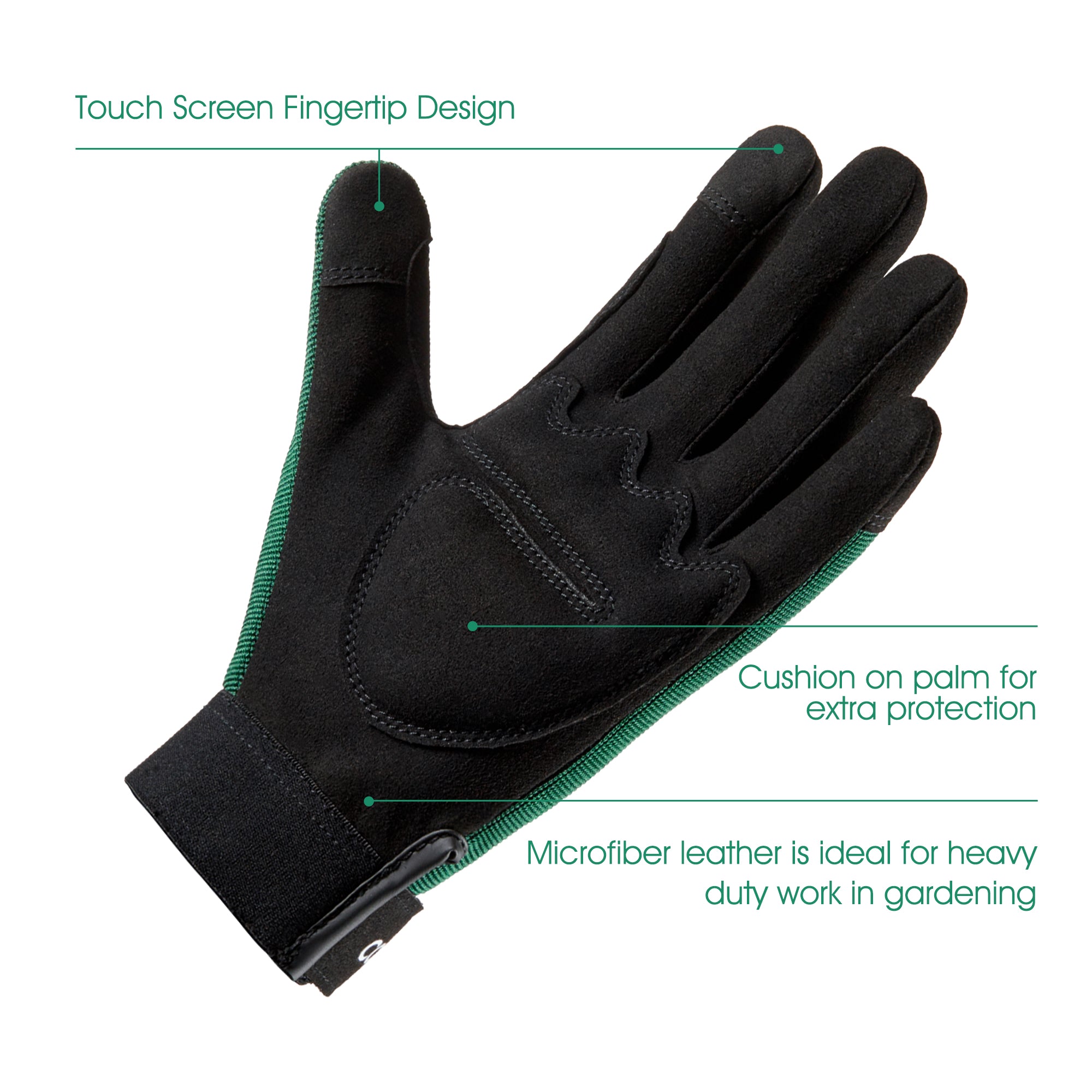 COOLJOB Thorn Proof Garden Gloves with Touchscreen Fingers (Green)