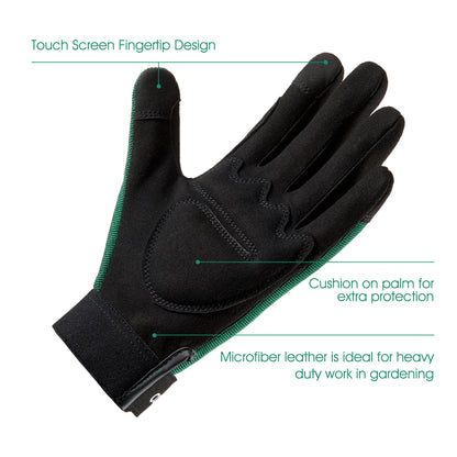 COOLJOB Thorn Proof Garden Gloves with Touchscreen Fingers (Green)