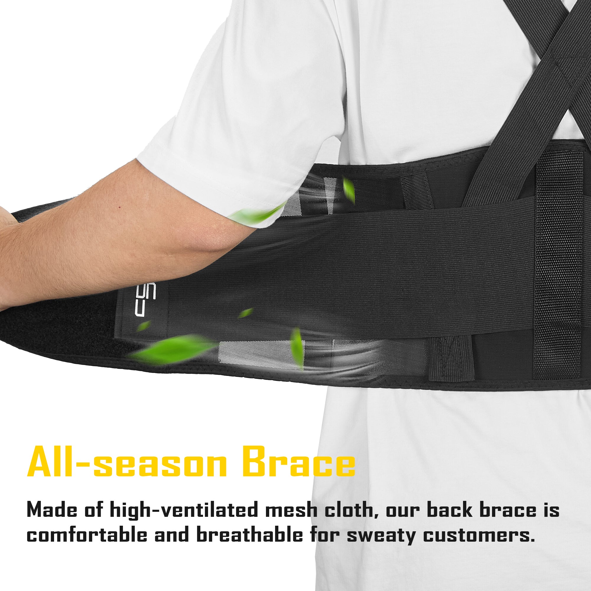 COOLJOB Expert Back Brace for Lower Back Pain Relief, Powerful Lumbar Support with 3D Foam Pad and Elastic Shoulder Strap, Breathable Adjustable Support Belt