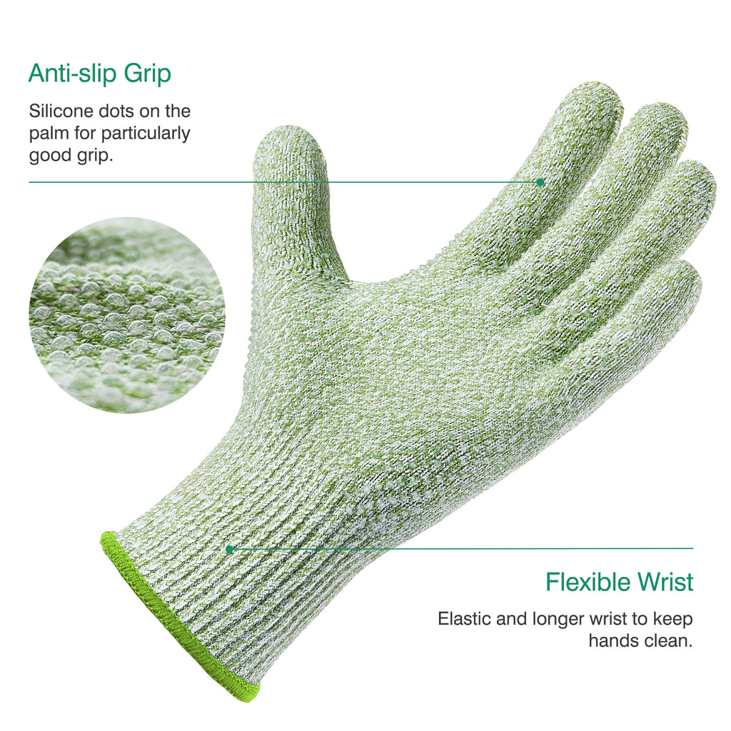 COOLJOB Food Grade Cut Resistant Gloves, Bamboo Rayon Safety Work Gloves Level 5 A3 Cutting Protection