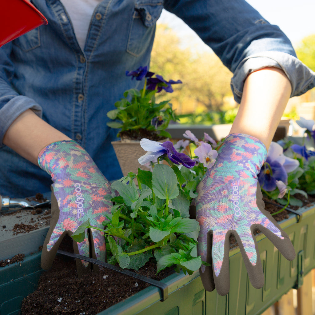 COOLJOB 2/6 Pairs Colorful Gardening Gloves for Women Ladies, Breathable Rubber Coated for Yard Garden