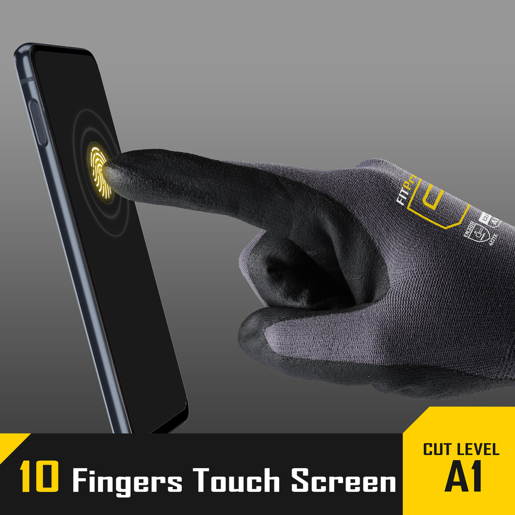 COOLJOB 3/12 Pairs Safety Work Gloves Microfoam Nitrile Rubber Coated, Touchscreen