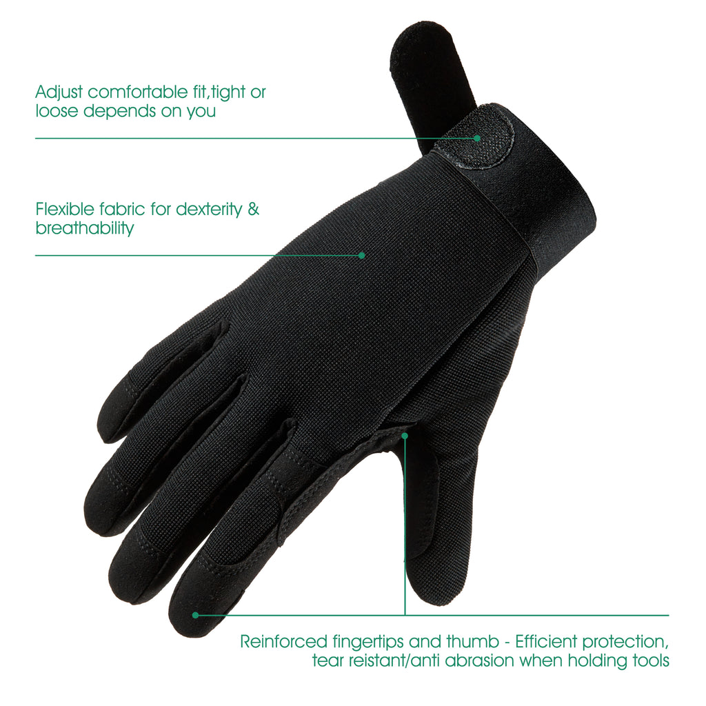 COOLJOB Thorn Proof Garden Gloves with Touchscreen Fingers (Black)