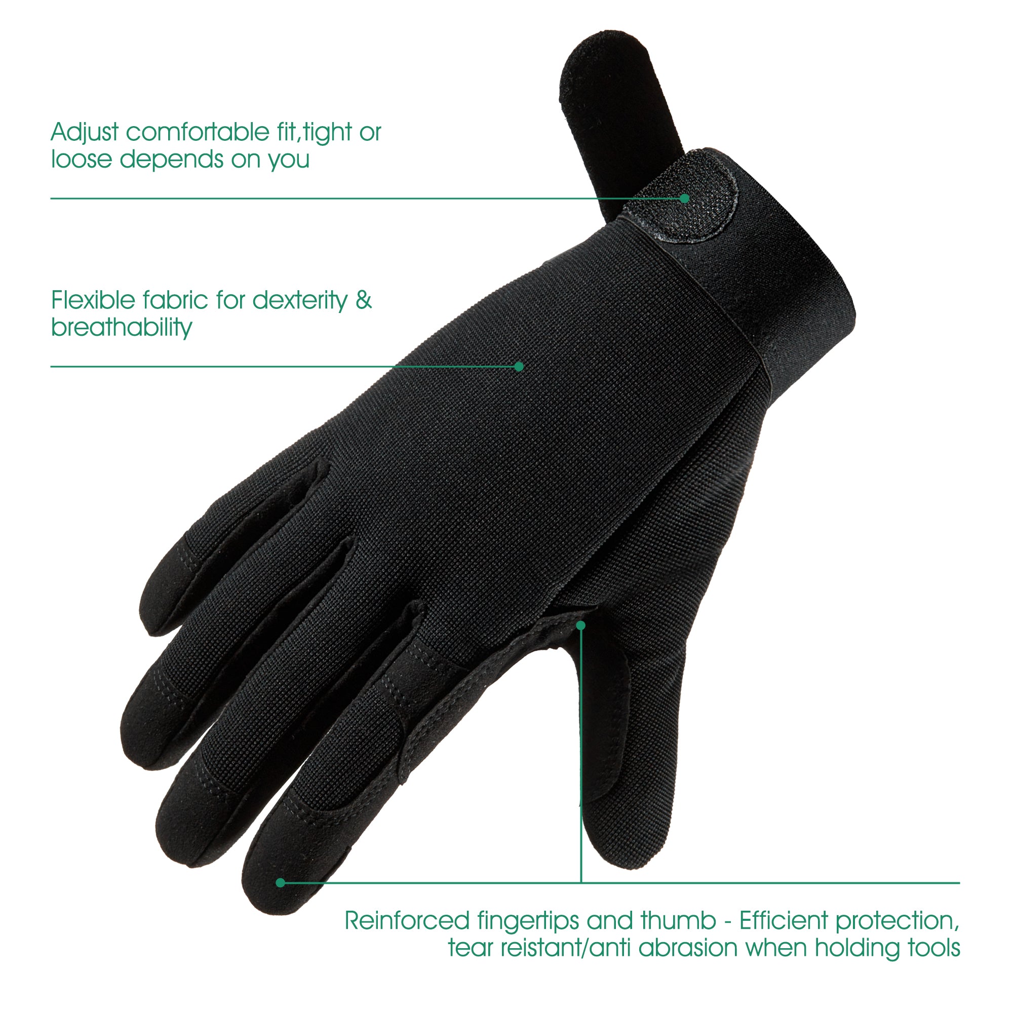 COOLJOB Thorn Proof Garden Gloves with Touchscreen Fingers (Black)