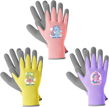 3 Pairs Kids Gardening Safety Gloves（Age3-5）